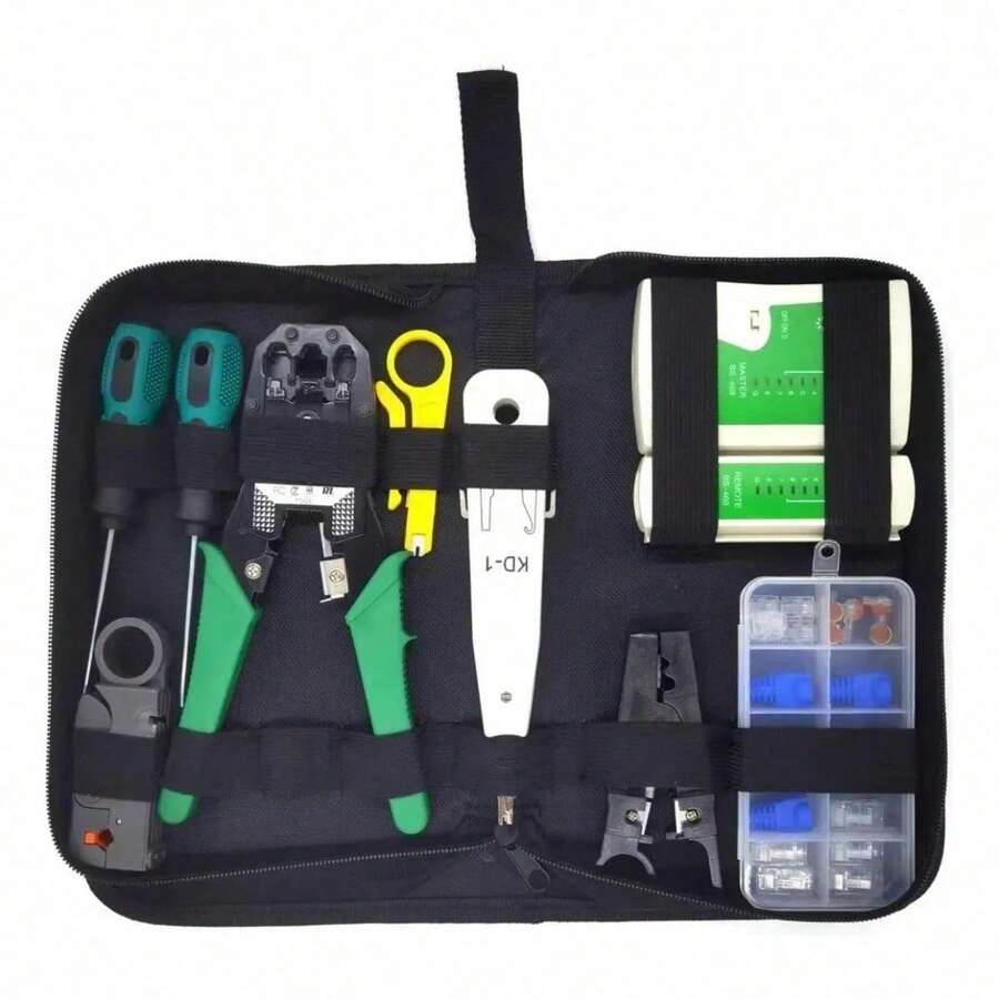 Kit Crimpadora RJ45 Ponchadora Cable Redes 14 Piezas - por defecto - Ver 1