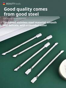 两件套不锈钢死皮钳、死皮推棒、死皮剪、角蛋白修剪套装、指甲角质层护理工具、指甲边缘护理工具套装、死皮推棒、角蛋白钳、清洁铲、修剪和背刺工具 - 彩色 - 查看 6