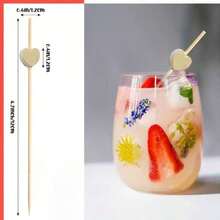 200支/100支/50支/20支/10支装竹制心形水果签，适用于婚礼自助餐、甜点、情人节派对、聚会、餐厅派对、生日庆典等场合。 - 金色 - 查看 3