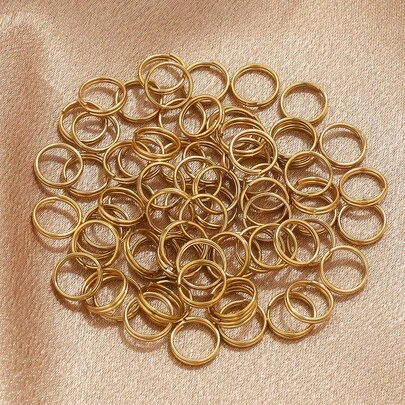 100 Peças Argolas Duplas de Aço Inoxidável 4-10mm - Conectores Divididos Abertos para Joias DIY e Artesanato de Chaveiro