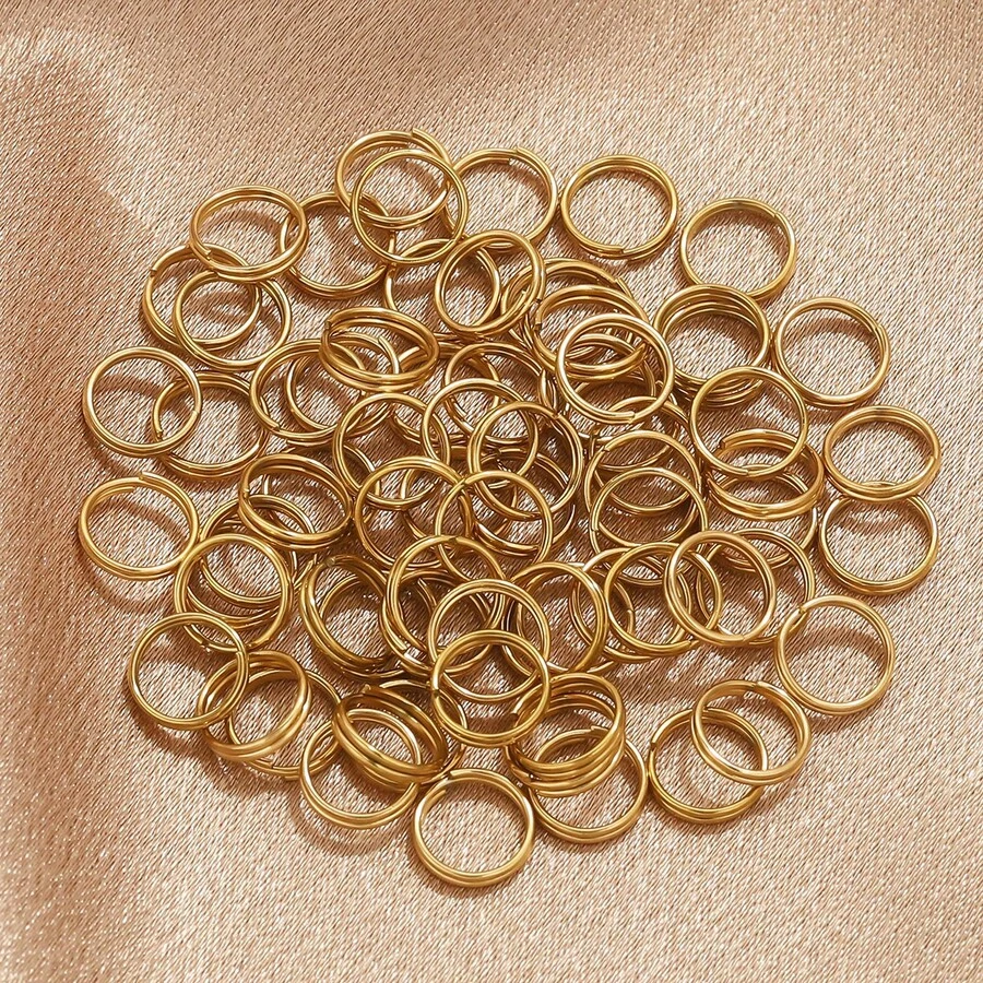 100 szt. podwójnych kółek zaciskowych ze stali nierdzewnej 4-10 mm - otwarte łączniki rozdzielające do samodzielnego tworzenia biżuterii i breloków - Wielokolorowe - Zobacz 1