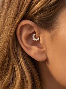 1pc 925 Sterling Silver Elegant Zirconia Earrings, Women's Anniversary Gift, Original Design, Luxurious & Exquisite Jewelry - Petal - View 3