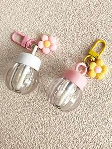 1支2毫升小球可爱唇彩管，粉白配色，带戒指和钥匙链，花朵造型。 - 彩色 - 查看 7