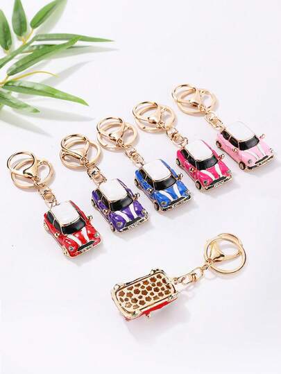 1PC Mini Metal Keychain, Cute Car Pendant Charm, Fashion Key Ring, Bag Decoration, Phone Accessory, Creative Gift