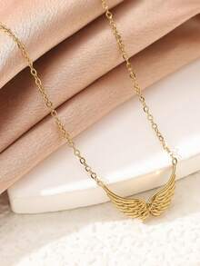 1pc Stainless Steel Personalized Angel Wing Pendant Necklace For Women - Angel Wings Pendant Necklace - View 6