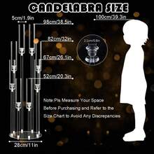 Vincidern 10Pcs 38.5inch Floor Candelabra Wedding Centerpieces For Table ,8Arm Clear Candlestick Holders With Acrylic Lampshade For Home Decor Birthday Anniversary Party Christmas Halloween Decoration,(Fit 0.8" Led Candles) - 透明(10張) - 查看 10