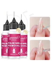 3PCS 20ml Pinpoint Nail Glue Remover For Press On, Multi-Functional Remover For Nails Tips, Gentle Glue Remover For Gel X Nails, Non-Acetone Nail Polish Remover - شفاف - مشاهدة 8