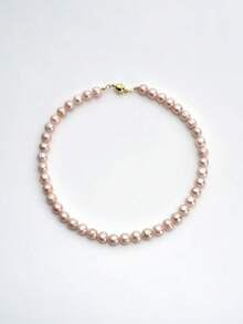 1 pièce Collier de perle d'eau douce naturelle plaqué or 18 carats, cadeau pour la fête des mères, la Saint-Valentin, l'anniversaire, le mariage, les fiançailles, la mariée - Rose bonbon - Voir 5