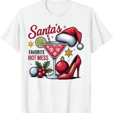 Camiseta divertida de Navidad para mujer con la cola favorita de Santa Claus - Blanco 5 - Ver 1
