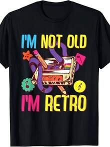 80s Costume Men'S Casual Short Sleeve Funny Graphic Tee| Comfortable Crew Neck T-Shirt With Playful Print, Regular Fit, Slight Stretch Fabric, Suitable For All Seasons - 黑色 - 查看 6