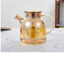 2026新款琥珀色玻璃冷水壶，大容量豪华冷水壶套装，含钻石形玻璃饮水杯，特价优惠 - 金色 - 查看 11