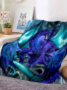 3D Print Dragon Yin And Yang Flannel Throw Blanket For Teens Gifts Soft Lightweight For Sofa Bed Couch King Size Bedspread2.Jpg - 白色 - 查看 1