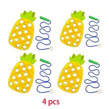 木制穿线玩具，益智穿线拼图，精细动作技能训练旅行玩具，儿童木制水果穿线玩具 - 彩色 - 查看 15