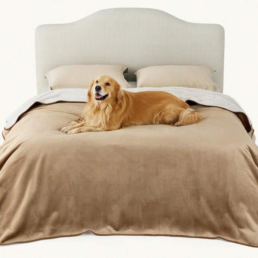 Grey 274x218cm Waterproof Fleece Blanket Soft Plush Washable For Humans Large Dogs Versatile Bed Sofa Throw - Queen(229x218cm) - View 1