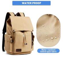 Vintage Backpack Daypacks For Men Women, With 15.6inch Laptop Compartment Water Resistant Casual Backpack For College Travel HiFKing Climbing (Khaki) - 卡其色 - 查看 6