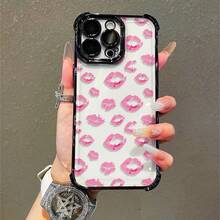 1 Stück, Lippenabdruckmuster, einfaches, stilvolles, quadratisches Handyhülle für iPhone 11/12/13/14/15/17/Air/Pro/Plus/Pro Max und Galaxy S22/S223/S84/S25/Ultra/FE/EDGE. Geeignet als Geschenk für Freunde oder Valentinstagsgeschenke. - Verschiedenfarbig - Übersicht 4