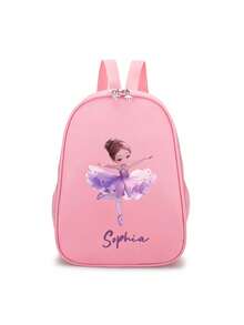 One Piece Cartoon Pink Ballet Coffee Print Backpack With Ballet And Cappuccino Design - Adjustable Straps, Commuter, Travel Backpack - Cute Casual Day Backpack With 2d Flat Print, Lightweight Backpack, Sturdy Construction, Fabric, 2d Flat, Perfect Gift For Ballet And Coffee Lovers, Ballet Gifts. - Multicolor - View 8