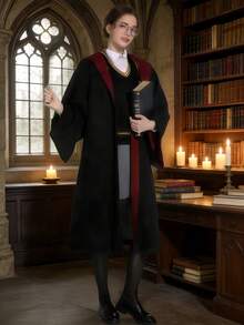 1 Pc Unisex Magic Academy Wizard Robe Cloak, No Badge Version, Suitable For Masquerade Party, Halloween Cosplay Halloween Costumes, Party Dress - Multicolor - View 13