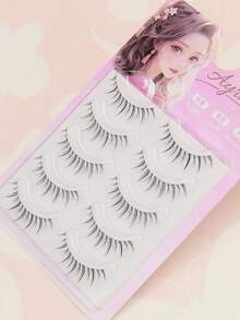 5 Pairs Of Natural False Eyelashes Fluffy And Soft 3D Mink Eyelashes Long Silky Eyelashesdaily Work Meetings Natural False Eyelashes Comfortable To Wear With Eyelashes Hand-Made Wing Elongated Natura Full False Eyelashes Free Eyelash Tweezers And Eyelash Brushes - 黑色 - 查看 3