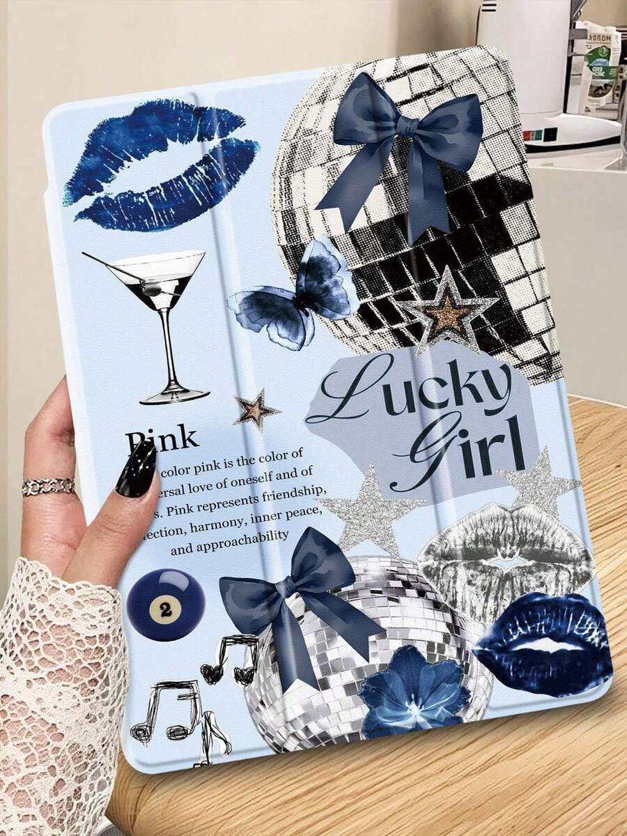 Ayotu This IPad Case With A Star-Shaped Bow Pattern Is Compatible With IPad 10.2 Inch (2021/2020, 9th/8th Generation), Galaxy Tab A8 10.5 Inch (2022), And Kindle Paperwhite 12th Generation (2024). It Has A Pen Slot And Supports Auto Sleep/Wake Function, A Fashionable Protective Case. - Nhiều màu-1 - Xem 1