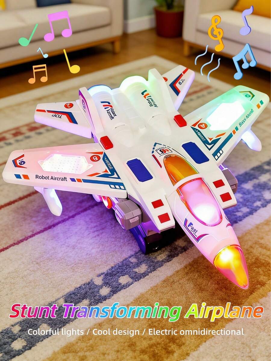 Juguete de robot de batalla STEM para niños: un juguete de avión eléctrico para niños con funciones de iluminación, música y rotación motorizada (baterías no incluidas). Este modelo de avión es adecuado como regalo para cumpleaños de niños, Pascua y Ramadán, y también se puede usar como premio en fiestas, con un diseño realista. Juguetes para niños, juguetes para niños, juguetes de aviones, modelo de helicóptero de combate