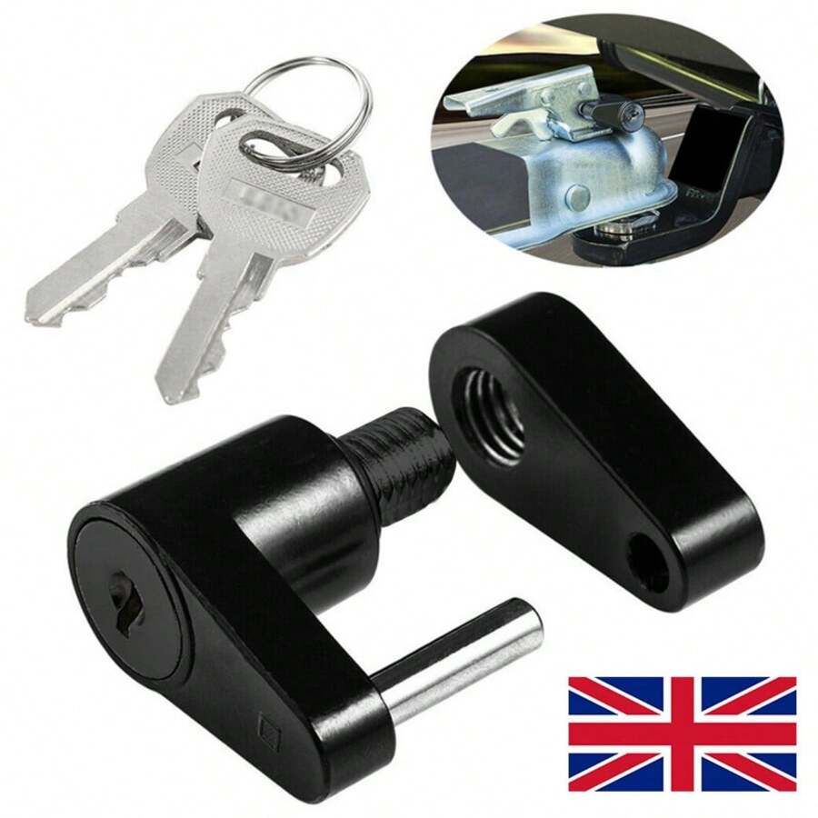 2-Keys Trailer Hitch Coupling Lock Caravan Boat Towing Rv Latch Tongue Coupler - Black - View 1