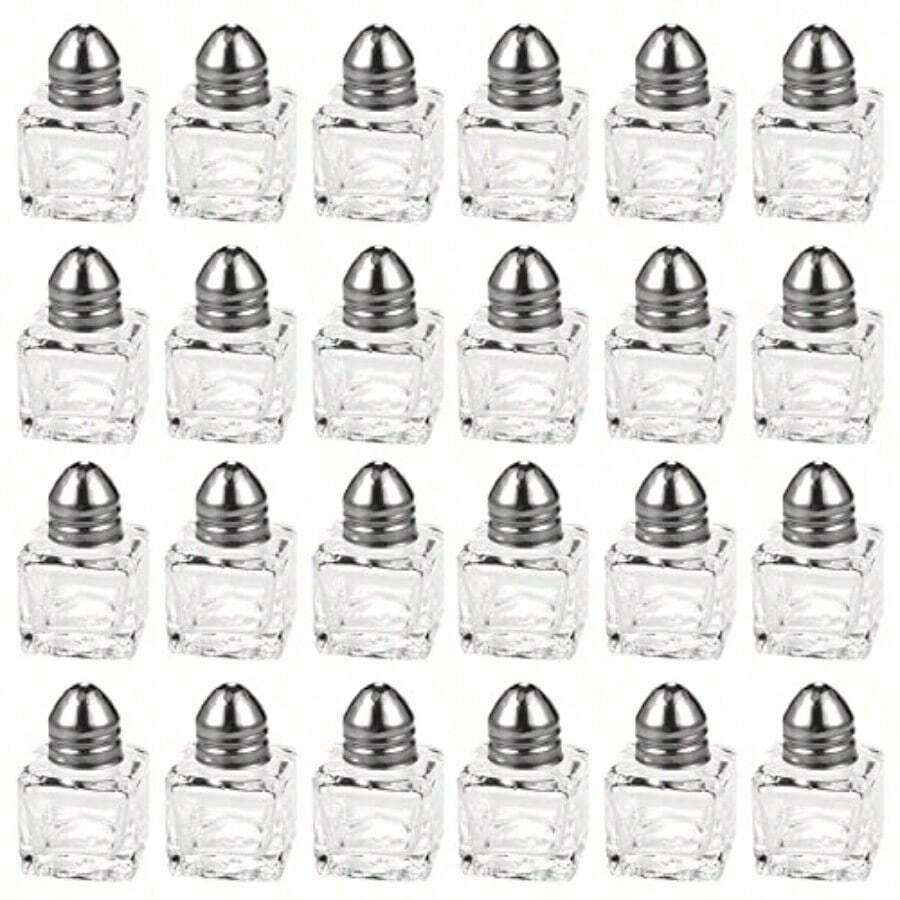 Salt And Pepper Shakers Set - 24-Piece Set - Glass Kitchenware Mini Salt And Pepper Holders Transparent Holds 15 G - Transparent - View 1
