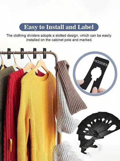 10 PCS Compact Plastic Closet Dividers Board - Space-Saving Clothes Classification Design For Efficient Household Storage And Organization - Ideal For Bedroom, Bathroom, Office, Wardrobe, Home, And Dorm Use