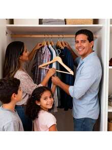 Percha de ropa de madera, perchas estándar  para una organización que ahorra espacio,   ideales para vestidos, abrigos y trajes Perfectas para renovar el armario, Ganchos Multiusos para Camisas, Blusas, Pantalones, Vestidos, Uniformes o Prendas Ligeras,ideales para vestidos, abrigos y trajes Perfectas para renovar el armario - Beis - Ver 7