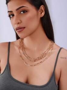 1 欧美跨境时尚金属多层项链 - 3層鏈條項鍊 - 查看 5