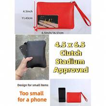 4.5 X 6.5 Clutch Stadium Approved, Leather Coin Purse For Women Wristlet Money Pouches For Cash Car Change With Zipper Lipstick Holder, Extra Small Makeup Bag For Purse Organizer Insert, Red - 紅色 - 查看 3