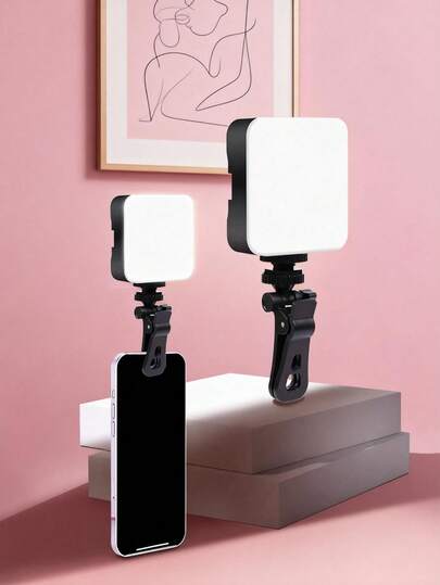 1개 휴대용 미니 클립형 셀카 링 라이트, 카메라 및 캠코더 브이로그용 조절 가능한 LED 비디오 라이트, 사진 셀카, 비디오 녹화, 줌 회의, 인터뷰, 라이브 스트리밍, 브이로그, 가족 모임, 크리스마스 파티, 핸드헬드 셀카, 야외 활동에 적합