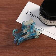 New Arrival Exquisite Cat Hairpin With Rhinestone Edge, Animal Hair Clip, Hair Claw With Rhinestone, Cute Acetate Fiber Hair Clip With Rhinestone Cat Hair Claw Clip, Cat Hair Clip, Cat Hair Claw Clip For Women And Girls - Multicolor - View 4