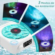 Altavoz Bluetooth de Vinilos Waves: Altavoz Bluetooth con Reproductor de Discos de Vinilo - Bocina de Vinilo Sonido Estéreo de 4 Modos para Dormir con Luces Ajustables Sonido Estéreo-060 - como en la foto - Ver 4