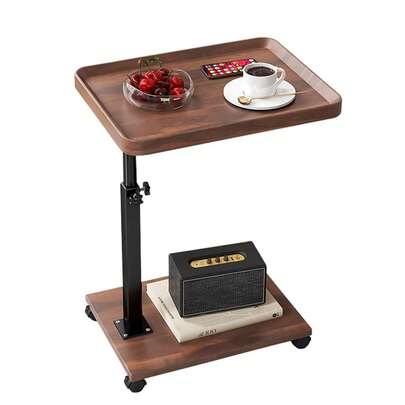 Mesa auxiliar C de altura ajustable, mesas con bandeja para TV giratorias de 360° para espacios pequeños, mesas de sofá deslizables debajo del sofá con ruedas, mesas auxiliares para comer en el sofá para sala de estar y dormitorio.