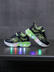 Fashionable LED Luminous Breathable Mesh Sports Shoes, Suitable For Boys And Girls - Casual, Shock-Absorbing, All-Season Anti-Slip Outdoor Running And Walking Shoes - Green - View 4