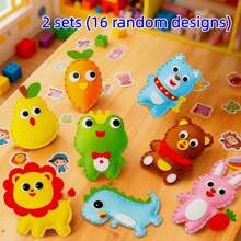 Set de 8 piezas de kit de costura para principiantes con tema animal, kit de manualidades de costura DIY, kit de aprendizaje de costura con lindos colgantes de animales, proyecto manual divertido, regalo de cumpleaños - Multicolor - Ver 9