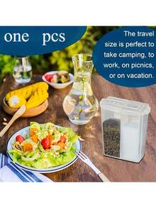 1个迷你盐和胡椒粉调味瓶 - 透明塑料野餐烧烤调味罐，带盖，旅行装 - 彩色 - 查看 4