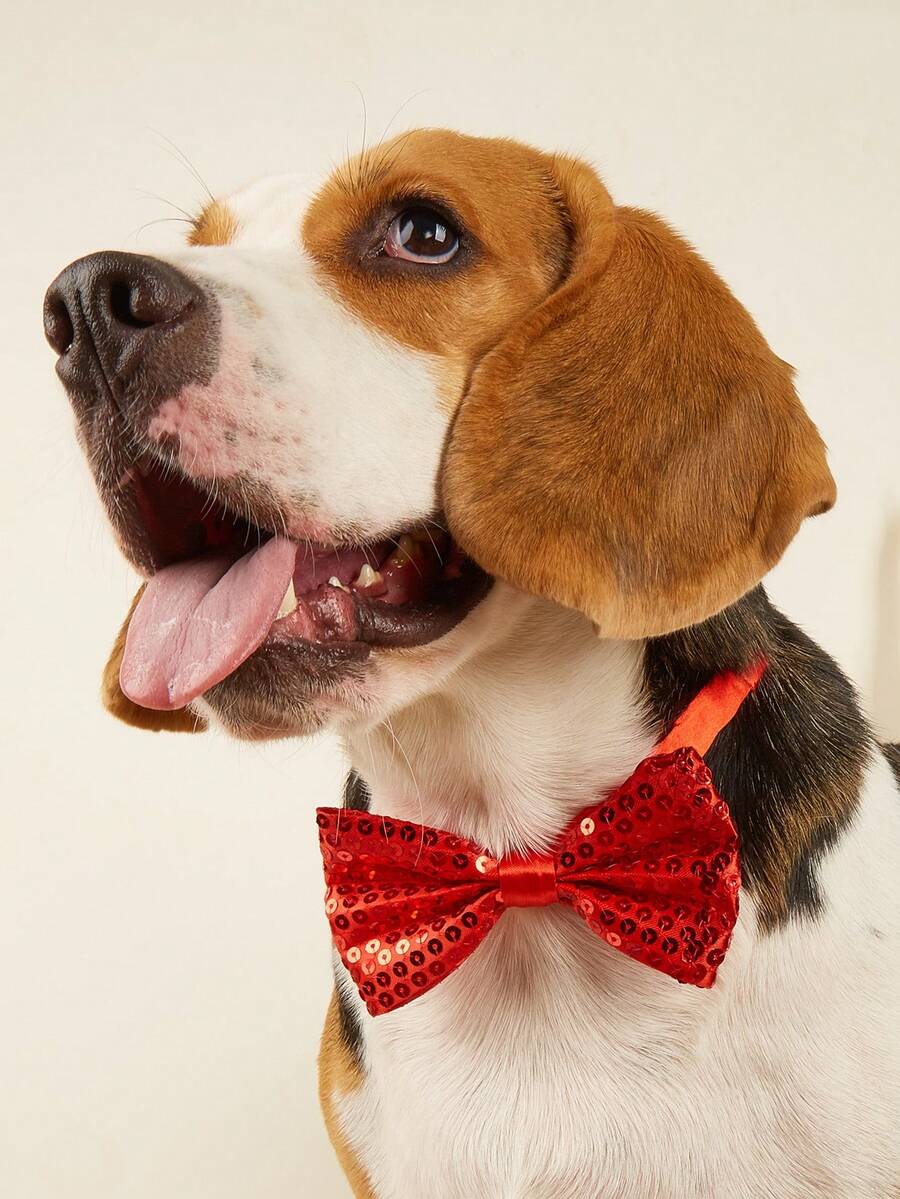 1pc/2pcs Pet Glitter Bow Tie, Wedding Decor, Holiday Costume Accessory - Multicolor - View 1
