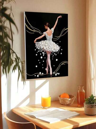 New Pearl Painting Ballet Dancer Themed Frameless DIY Diamond Painting Kit, Suitable For Bedroom Decor, Living Room Wall Art, Room Decoration, Art Piece, Friend's Birthday Gift, Christmas, New Year, Valentine's Day, Creative Holiday Gift