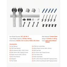 Kit de Herrajes para Puerta Corrediza de Granero 1,5 m Riel de Acero al Carbono para Una Sola Puerta Ancho Máximo de 762 mm Espesor de 34,92-44,45 mm Carga de 150 kg para Hogar, Plata Mate - 76,2 centímetros - Ver 7