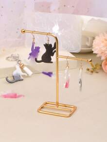 1pc DIY Crystal Glue Cute Cat Earrings Keychains Silicone Mold, Suitable For Making Epoxy Resin Earrings, Keychains, Pendants And Decorations - White - View 9