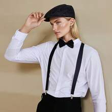 6pcs/Set 1920s Retro Men's 20s Costume Set, Including Suspenders, Hat, Bow Tie, Glasses Frame, Smoking Pipe Prop - Multicolor - View 5