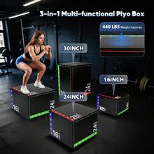 GCCSJ Jump Box Exercise,3-In-1 High Density Plyo Jump BoxHigh-Density Compressed Spongejumping Box - Waterproof PVC Leather Non-Slip Exercise Box For CrossFit, HIIT, Step Ups, Squats & Home Gym Strength Training - Valentine's Day Gift Idea(16Inch)" - 16-inch Compressed Sponge - View 7