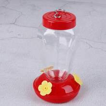 New Plastic Bird Waterer Bottle, Hanging Hummingbird Feeder, Garden Outdoor Plastic Flower Iron Hook, Pet Bird Supplies - Red - View 10