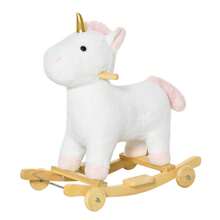 2-In-1 Rocking Horse And Gliding Unicorn For Kids, With Sound System, Wooden Base, Pedals, Handles, White, Suitable For Children Aged 3-6. - White - View 2