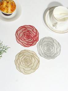 4-12pcs Waterproof Rose Flower Cup Coasters, Suitable For Dining, Coffee, Parties, Birthdays, Weddings And Banquets - Multicolor - View 3