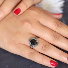 1 Piece Of Retro Fashion Classic Inlaid Black Diamond Ring, Versatile And Personalized, Suitable For Wearing On Any Occasion, Can Be Given As A Gift To Friends Or Lovers - Black Ring - View 2