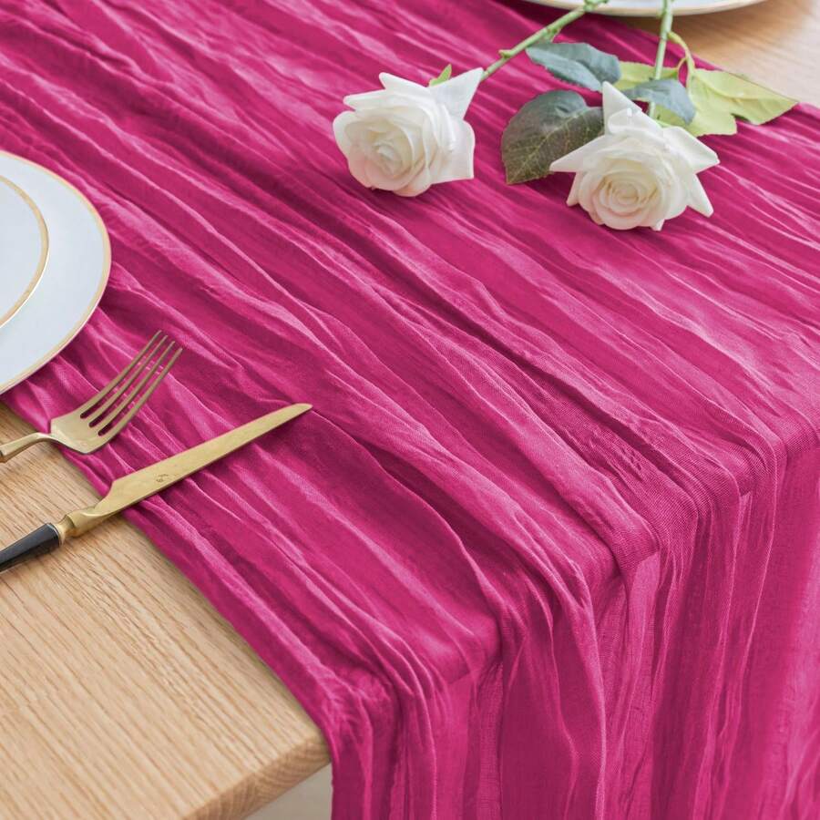 1pc Sage Green Cheese Cloth Boho Farmhouse Gauze Table Runner, 10ft (Approx. 300cm) Cheese Cloth Table Decor, Suitable For Weddings, Parties, Baby Showers, Home Decor, Great For Weddings, Baby Showers, Bridal Showers, Valentine's Day, Thanksgiving, Christmas, New Year, Tea Parties, Anniversaries, Holidays And Other Special Events