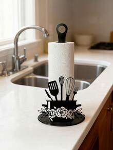 Portarotolo di carta igienica elegante a forma di pala in metallo, portarotolo in ferro nero per la cucina, senza installazione necessaria, adatto per tavolo da pranzo, camera da letto e altri stili country casa, design durevole - Multicolore - Visualizzare 6
